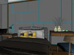panoramic modern style family bedroom space 01 3D Model