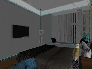 panoramic modern style family bedroom space 01 3D Model