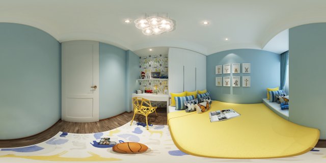 panoramic modern style family bedroom space 02 Modello 3D .c4d .max .obj .3ds .fbx .stl .blend 