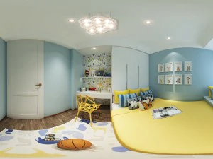 panoramic modern style family bedroom space 02 3D Model