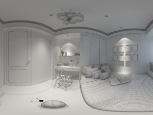 panoramic modern style family bedroom space 02 Modello 3D