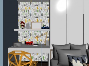panoramic modern style family bedroom space 02 Modello 3D