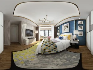 panorama modern tarz aile yatak odası alanı 03 3D Model