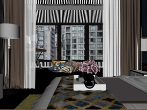 panorama modern style family bedroom space 03 3Dモデル