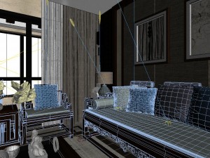 panorama modern style family bedroom space 04 3D 모델