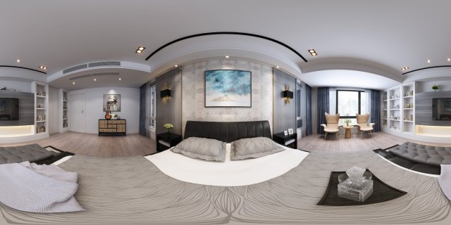 panorama modern style family bedroom space 05 3D Modell .c4d .max .obj .3ds .fbx .stl .blend