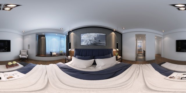 panorama modern style family bedroom space 06 3D 模型 .c4d .max .obj .3ds .fbx .stl .blend 