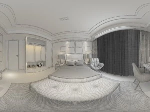 panoramic modern style family bedroom space 10 3D Model