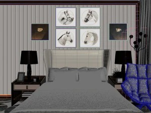panoramic modern style family bedroom space 10 3D Model