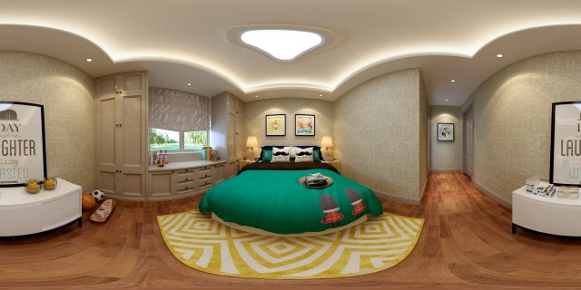 panorama modern style family bedroom space 12 Modèle 3D .c4d .max .obj .3ds .fbx .stl .blend 