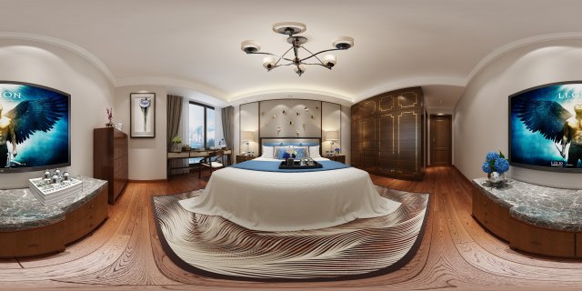 panoramic modern style family living room restaurant 13 3D 模型 .c4d .max .obj .3ds .fbx .stl .blend 