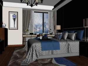 panoramic modern style family living room restaurant 13 3D 模型