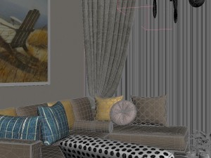 panoramic modern style living room restaurant space 01 Modello 3D