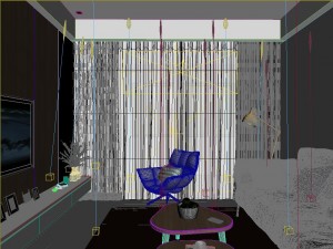 panoramic modern style living room restaurant space 02 3D Model
