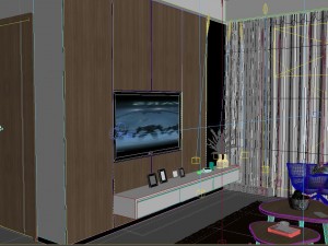 panoramic modern style living room restaurant space 02 3D Model