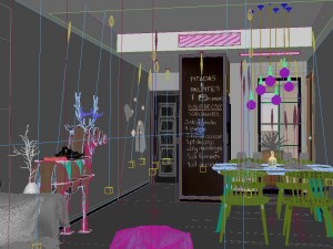 panoramic modern style living room restaurant space 02 3D Model
