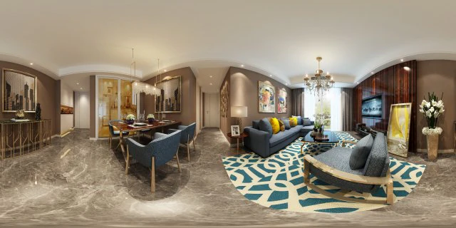 panoramic modern style living room restaurant space 03 3D Model .c4d .max .obj .3ds .fbx .stl .blend 