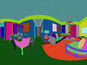 panoramic modern style living room restaurant space 03 3D Model