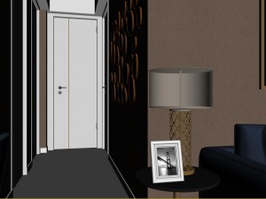 panoramic modern style living room restaurant space 03 3D Модель