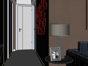 panoramic modern style living room restaurant space 03 3D Модель