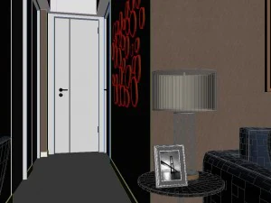 panoramic modern style living room restaurant space 03 3D Model