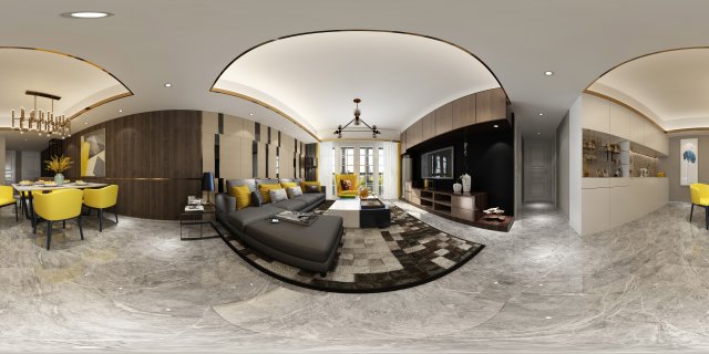 panoramic modern style living room restaurant space 04 3Dモデル .c4d .max .obj .3ds .fbx .stl .blend 