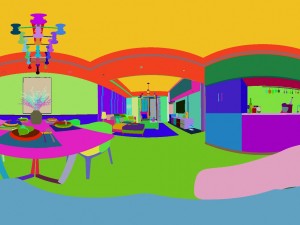panoramic modern style living room restaurant space 04 3Dモデル