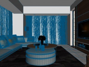 panoramic modern style living room restaurant space 05 Model 3D