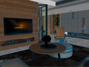 panoramic modern style living room restaurant space 05 Model 3D