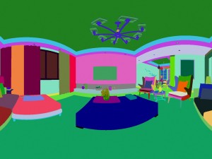 panoramic modern style living room restaurant space 06 3D Model