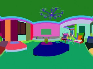 panoramic modern style living room restaurant space 06 3D Model