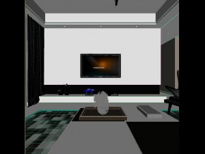 panoramic modern style living room restaurant space 06 3D Model