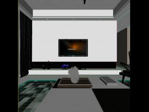 panoramic modern style living room restaurant space 06 3D Model