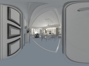 panoramic modern style living room restaurant space 07 3D Модель