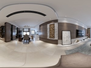 panoramic modern style living room restaurant space 08 3D-Modell