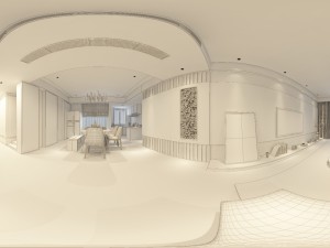 panoramic modern style living room restaurant space 08 Modelo 3D