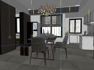 panoramic modern style living room restaurant space 08 Modelo 3D