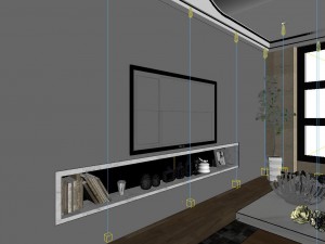 panoramic modern style living room restaurant space 09 Modello 3D