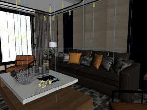 panoramic modern style living room restaurant space 09 Modello 3D