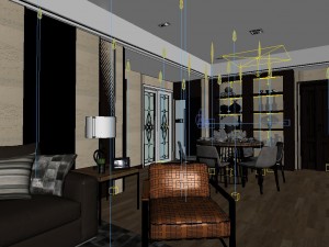 panoramic modern style living room restaurant space 09 Modello 3D