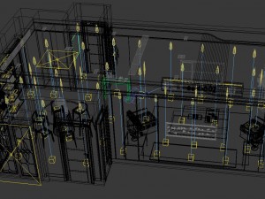 panoramic modern style living room restaurant space 09 Modello 3D