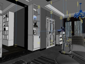 panoramic modern style living room restaurant space 11 3D मॉडल