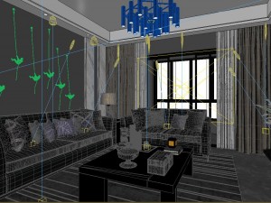 panoramic modern style living room restaurant space 11 3D मॉडल