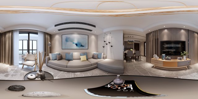 panoramic modern style living room restaurant space 11 3D मॉडल .c4d .max .obj .3ds .fbx .stl .blend 