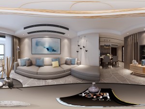 panoramic modern style living room restaurant space 11 3D 模型
