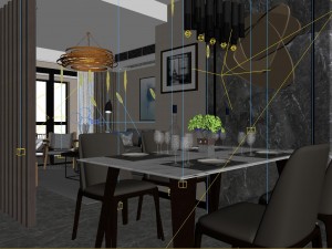 panoramic modern style living room restaurant space 11 3D मॉडल