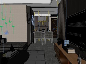 panoramic modern style living room restaurant space 11 3D मॉडल