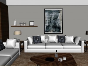 panoramic modern style living room restaurant space 18 Modelo 3D