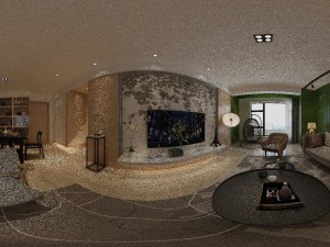 panoramic modern style living room restaurant space 18 Modelo 3D