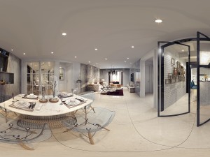 panoramic modern style living room restaurant space 18 Modello 3D